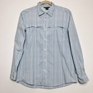 EXFFICIO Men's XL Blue Vented Outdoor Sportsman Long Sleeve‎ Button Down Shirt